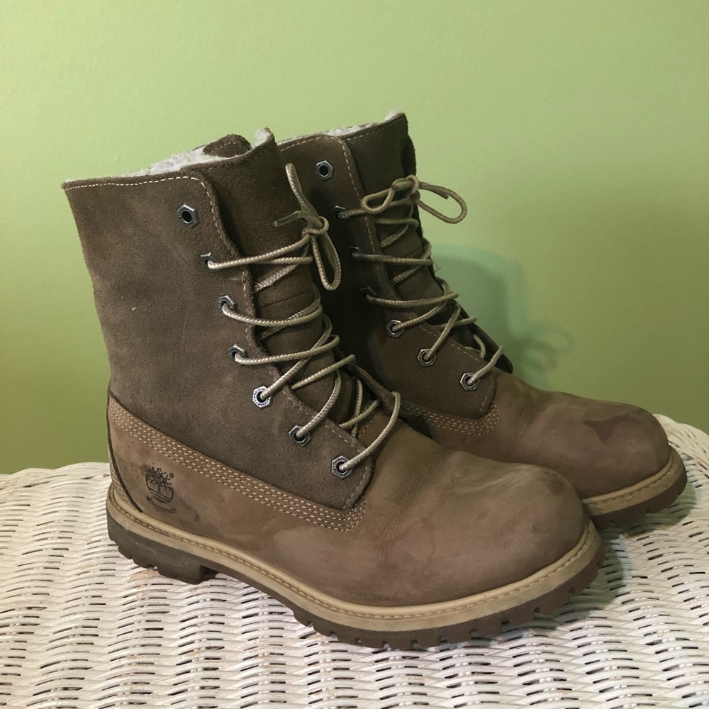 Light brown waterproof fleece fold down boot